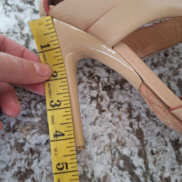 L.A.M.B Leather strappy nude heels sandals size 8.5 - Picture 13 of 14